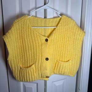 SHEIN Yellow Knit Cardigan Vest